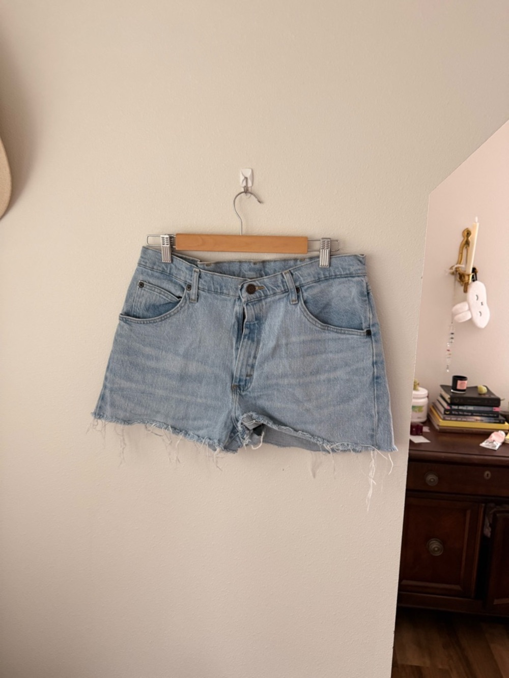 Light Blue Denim Cutoff Shorts - Women